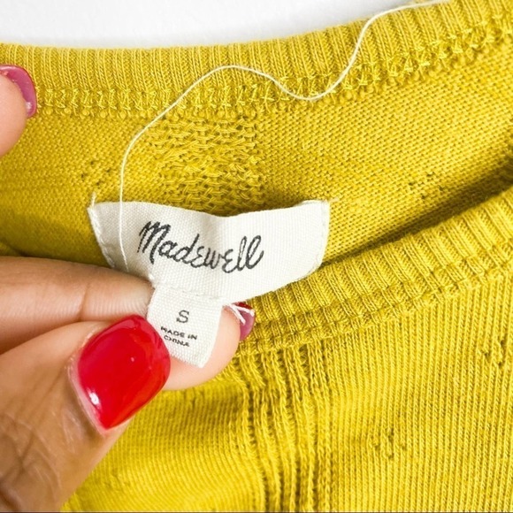 MADEWELL mustard yellow ribbed pointelle babydoll top size S Small - Picture 3 of 6